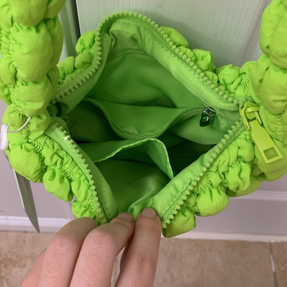 Neon Yellow / Green (Lime Green) Quilted Nylon Puff Bag - Picture 16 of 17